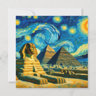Starry Night Pyramids Sphinx Egypt