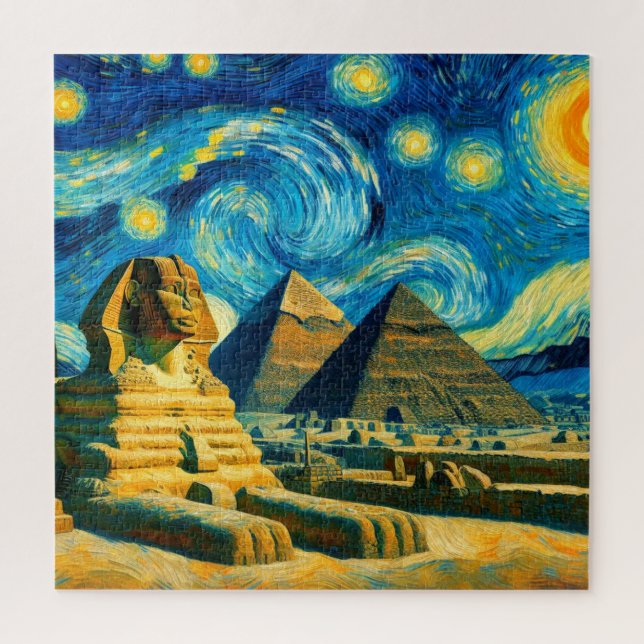 Starry Night Pyramids Sphinx Egypt Jigsaw Puzzle (Vertical)