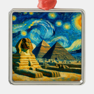 Starry Night Pyramids Sphinx Egypt Metal Ornament