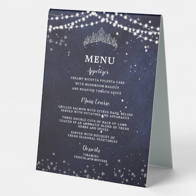 Starry Night Quinceanera Bar Drink and Food Menu (Back)