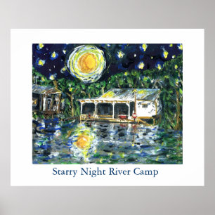 Starry Night River Camp Poster