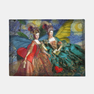 Starry Night Rococo Maidens Butterfly Wings Art Doormat