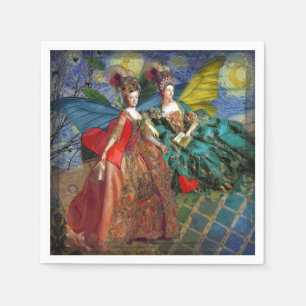 Starry Night Rococo Maidens Butterfly Wings Art Napkin