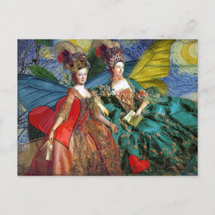 Starry Night Rococo Maidens Butterfly Wings Art Postcard
