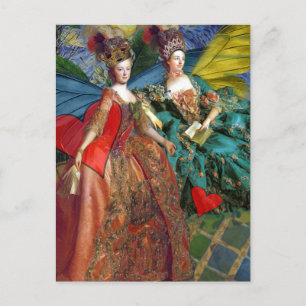 Starry Night Rococo Maidens Butterfly Wings Art Postcard