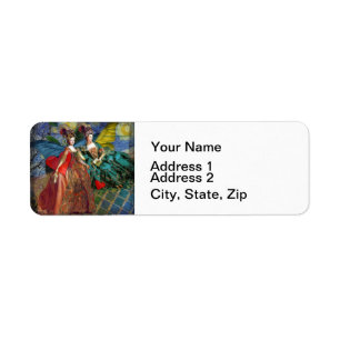 Starry Night Rococo Maidens Butterfly Wings Art Return Address Label
