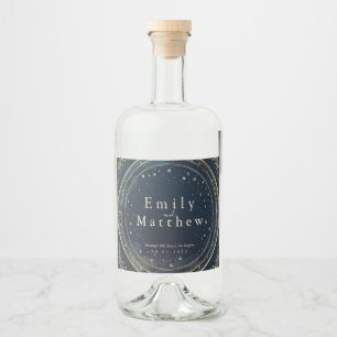 Starry Night Romance Wedding Liquor Bottle Label
