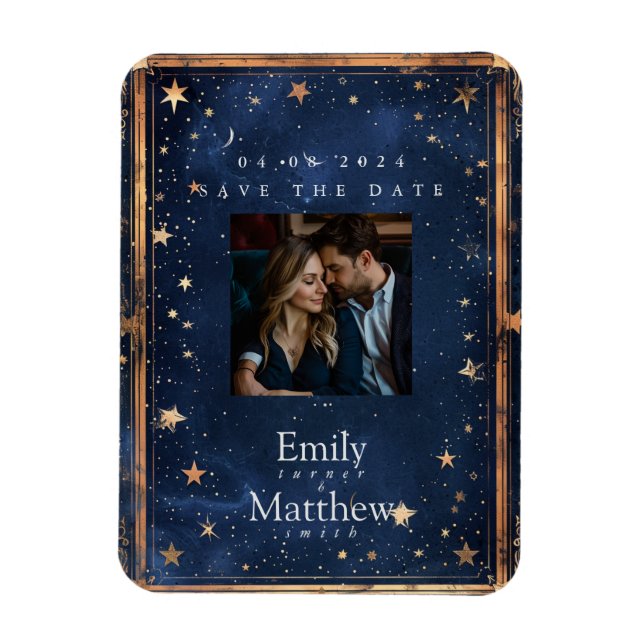 Starry Night Romance Wedding Save The Date Magnet (Vertical)