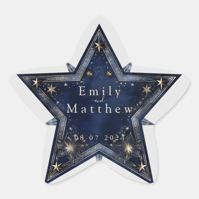 Starry Night Romance Wedding Star Sticker (Front)