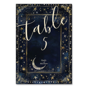 Starry Night Romance Wedding Table Number