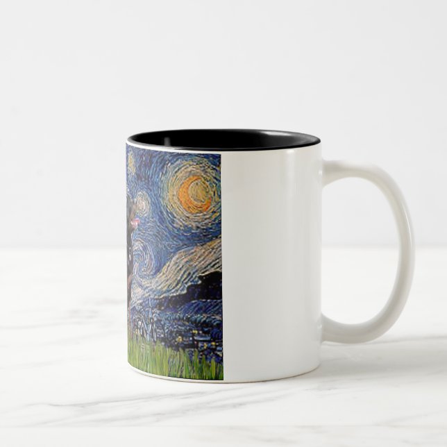 Starry Night - Rottweiler (#6) Two-Tone Coffee Mug (Right)