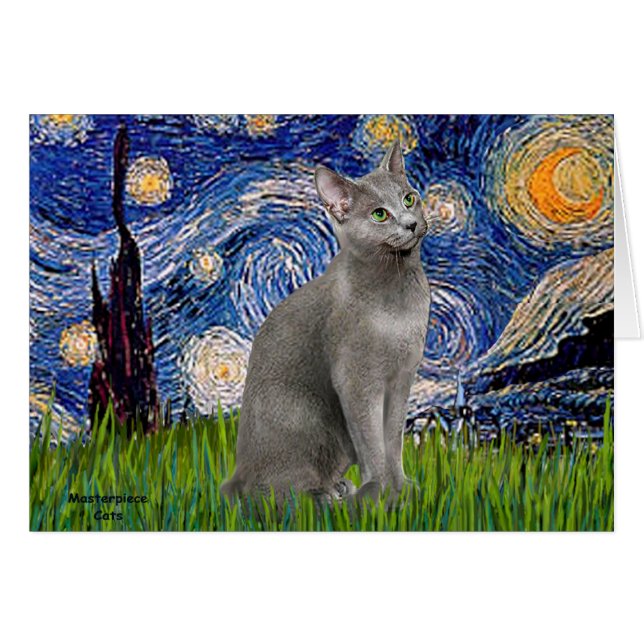 Starry Night - Russian Blue cat (Front Horizontal)