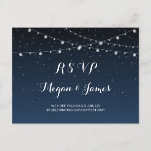 Starry Night Rustic Wedding RSVP Postcard
