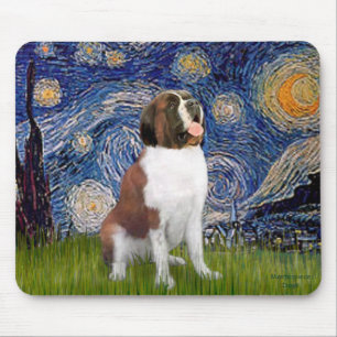 Starry Night- Saint Bernard Mouse Pad