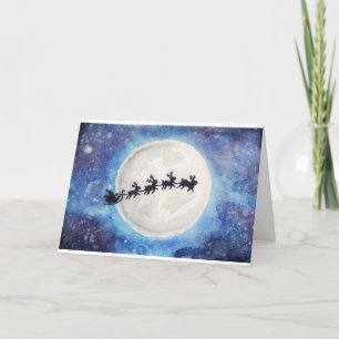 Starry night Santa Silhouette Christmas Card