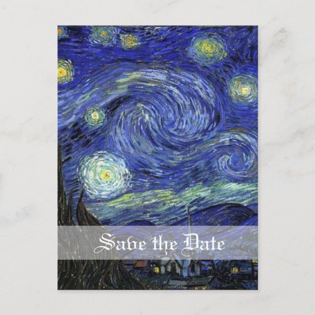 Starry Night, save the date Announcement Postcard (Front)
