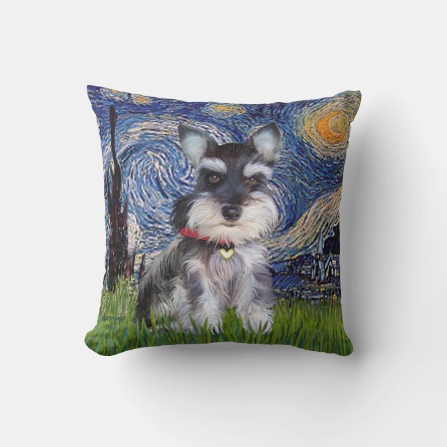 Starry Night - Schnauzer Puppy #10 Cushion (Front)