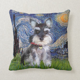 Starry Night - Schnauzer Puppy #10 Cushion