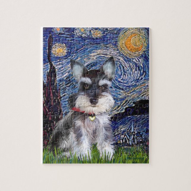 Starry Night - Schnauzer Puppy #10 Jigsaw Puzzle (Vertical)
