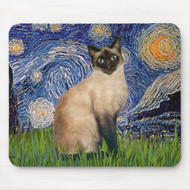 Starry Night - Seal Point Siamese cat Mouse Pad (Front)