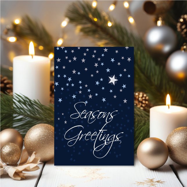 Starry Night Seasons Greetings Card (Starry Night Seasons Greeting Card - Modern Art by City Mouse Art)