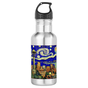 Starry Night Seattle Washington 532 Ml Water Bottle