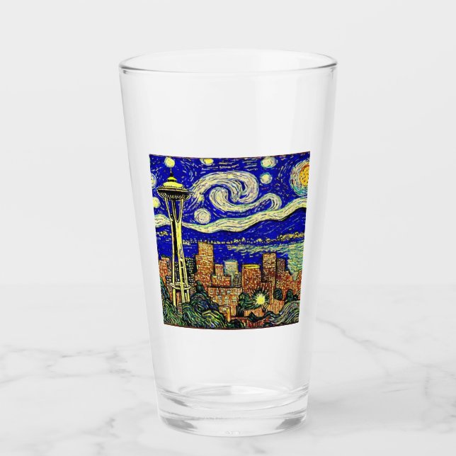 Starry Night Seattle Washington Glass (Front)