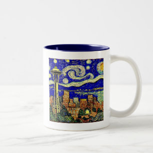 Starry Night Seattle Washington Two-Tone Coffee Mug