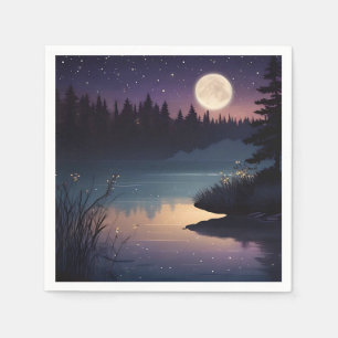 Starry Night Serenity Lakeside Glow Napkin