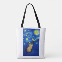 Starry Night Siamese Cat Moon