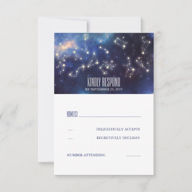 Starry Night Signs Wedding RSVP Card (Front)