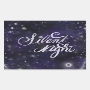 Starry night, Silent Night, snow scene  Rectangular Sticker