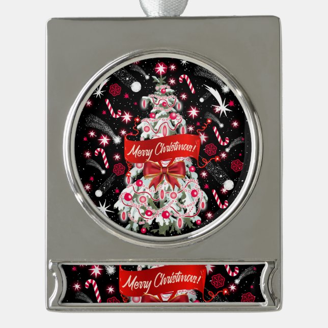 Starry Night Silver Plated Banner Ornament (Front)