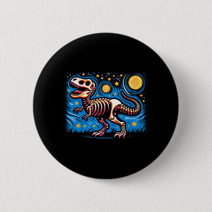 Starry Night Skeleton Dinosaur T Rex Boys Kids 6 Cm Round Badge