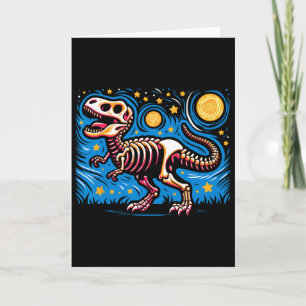 Starry Night Skeleton Dinosaur T Rex Boys Kids Card