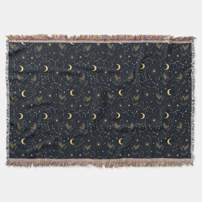 Starry Night Sky Angel Throw Blanket (Front)