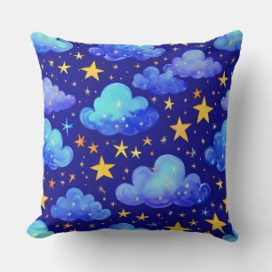 starry night sky blue pattern cushion
