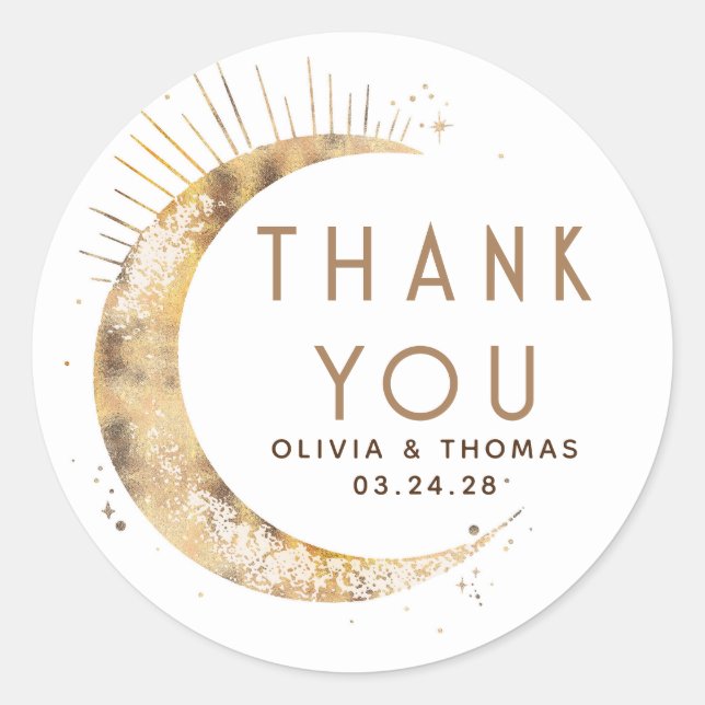 Starry Night Sky Celestial Thank You Classic Round Sticker (Front)