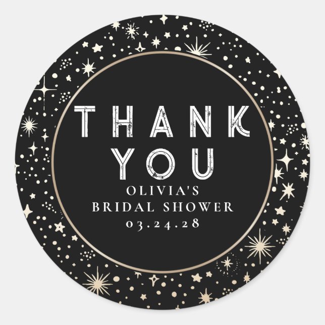Starry Night Sky Celestial Thank You Classic Round Sticker (Front)