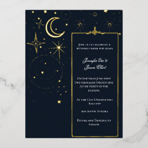 Starry Night Sky Frame Foil Wedding Invitation