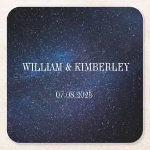 Starry Night Sky Galaxy Elegant Wedding Paper Square Paper Coaster
