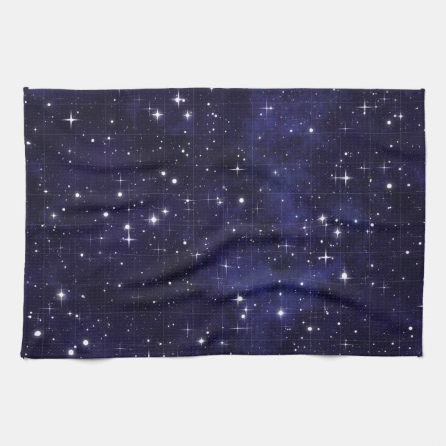 Starry Night Sky Grid Tea Towel (Horizontal)