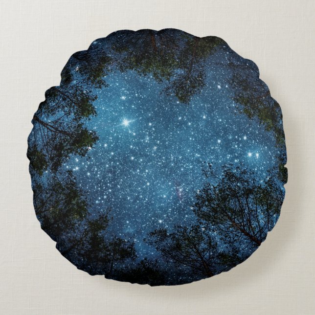 Starry night sky, Milky Way. Round Cushion (Front)