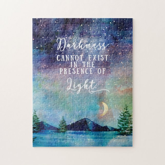 Starry night sky spiritual quote watercolour jigsaw puzzle (Vertical)