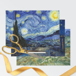 Starry Night Sky Vincent van Gogh Wrapping Paper Sheet<br><div class="desc">Indulge in the timeless beauty of art with Vincent van Gogh (1853-1890) a Dutch artist from the post-impressionist period. Wrapping Paper Sheets – a celebration of the masterpieces that have captivated hearts for generations. Starry Night (1889) - with a crescent moon in a swirled night sky. Starry Night over the...</div>