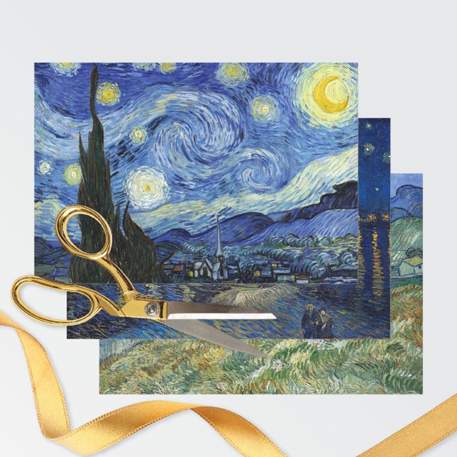 Starry Night Sky Vincent van Gogh Wrapping Paper Sheet (Creator Uploaded)