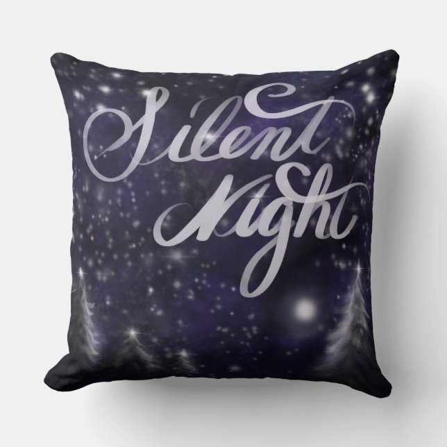  starry night sky winter scene silent night cushion (Front)