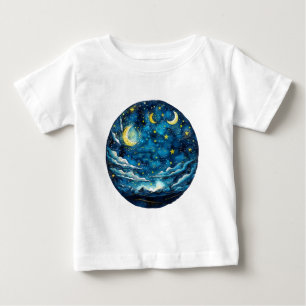 Starry Night Sky with Moons – Celestial Kids Baby T-Shirt
