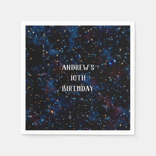 Starry night sky with planets napkin (Front)