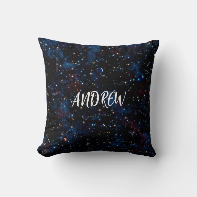 Starry night sky with stars and planets cushion (Front)